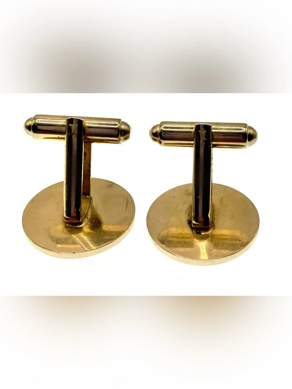 Vintage Mid Century Gold Tone Geometric Rhinestone Cufflinks 1960s Retro Style